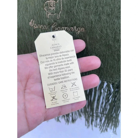 New Alpaca Camargo Scarf Rectangle Fringe Neck Warmer Multifunctional Army Green - Picture 12 of 12